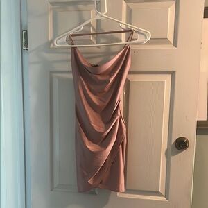 Elegant Pink Draped Mini Dress